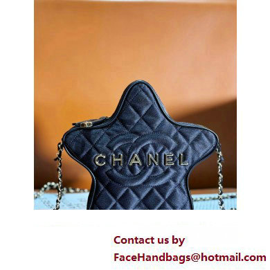 chanel Satin  &  Black Metal  &  Black AS4579 star handbag 2024